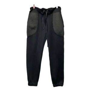 Alala Womens Black Moto Jogger Embossed Pockets Paperbag Waist Sweatpants Sz‎ M